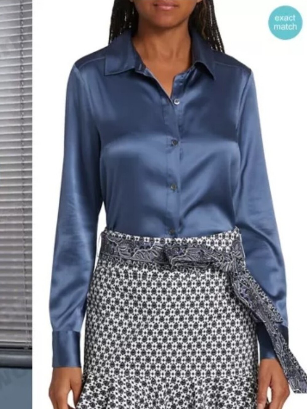 Veronica Beard Morgane Satin Tunic Shirt Silk Blue Size Small